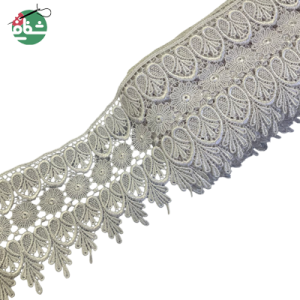 گیپور طرح گل و قلب سفید - خرازی شفافی