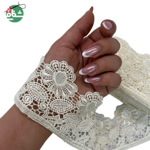 گیپور گل کنگره ای شیری 7 سانت - خرازی شفافی