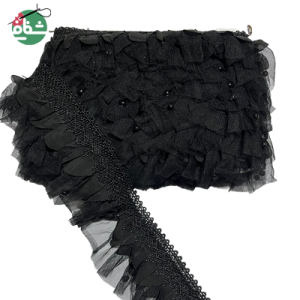 نوار پلیسه مرواریدی مشکی - خرازی شفافی