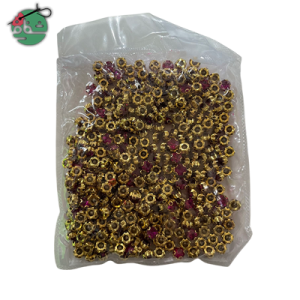 نگین پانچی  سرخابی پایه طلایی (7mm)