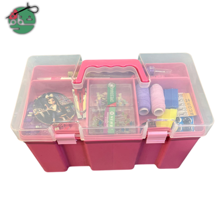 باکس وسایل خیاطی بزرگ با وسایل - خرازی شفافی