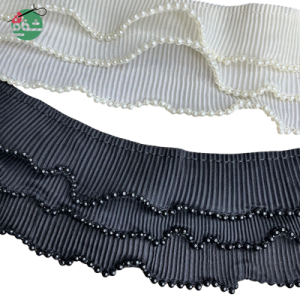 نوار پلیسه مرواریدی مشکی - خرازی شفافی