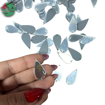 آیینه اشکی تزیینی نقره ای سایز 2 - خرازی شفافی