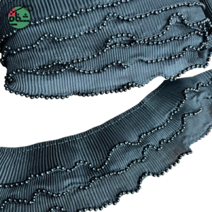 نوار پلیسه مرواریدی مشکی - خرازی شفافی