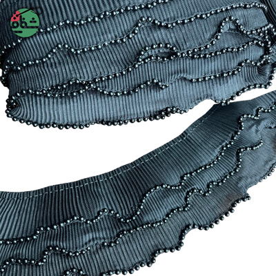 نوار پلیسه مرواریدی مشکی - خرازی شفافی