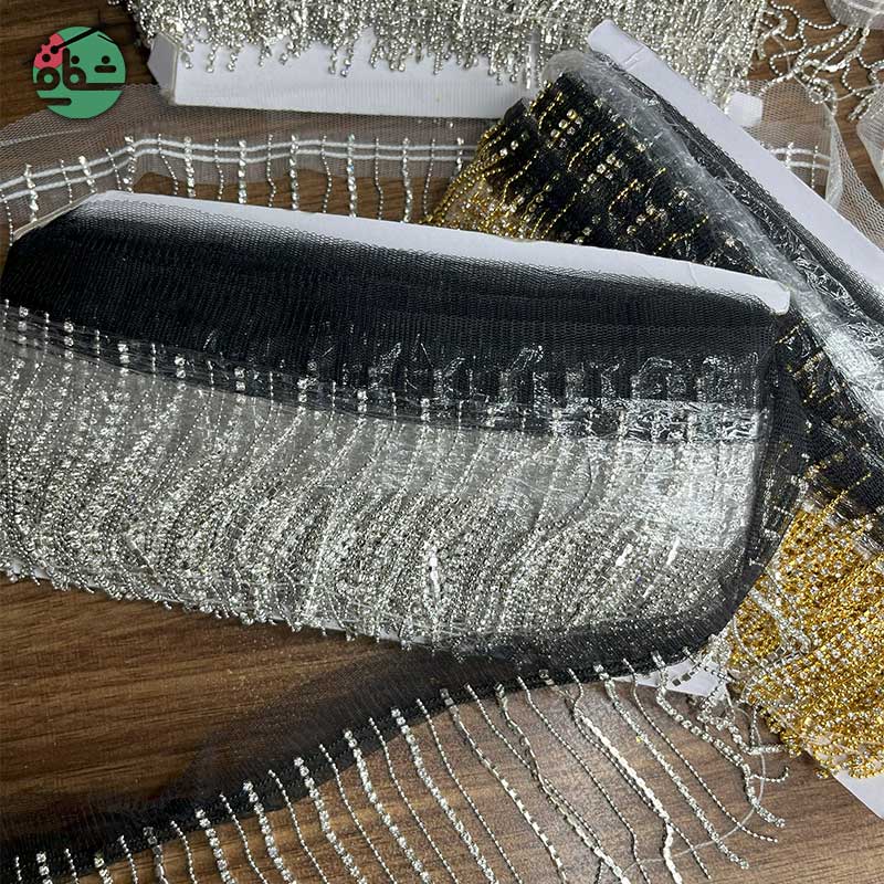 خرجکار نگین و زنجیری نقره ای - خرازی شفافی خرجکار نگین و زنجیری نقره ای - خرازی شفافی