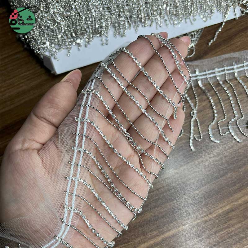 خرجکار نگین و زنجیری نقره ای - خرازی شفافی خرجکار نگین و زنجیری نقره ای - خرازی شفافی